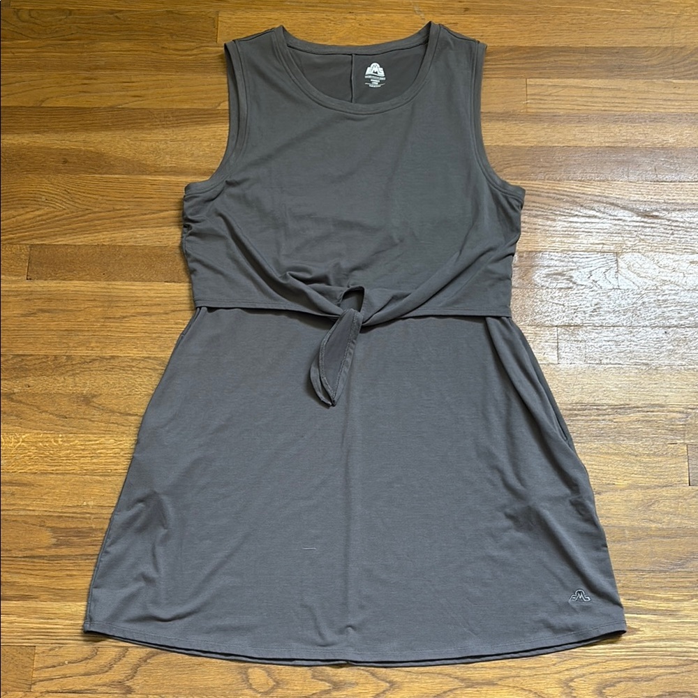 EMS Gray Sleeveless Tie-Front Dress